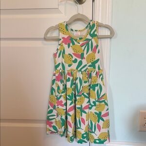 Hanna Andersson Lemon Print Kids Dress - Green and Pink